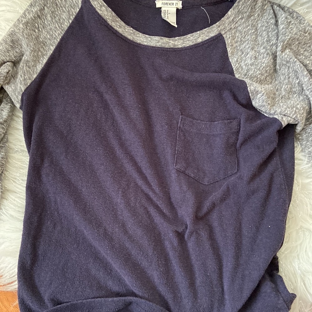 Forever 21 Blue Baseball Tee - Picture 3 of 7